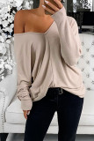 Fashion Street Solid Patchwork V Neck Tops