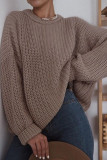 Fashion Casual Solid Split Joint O Neck Tops
