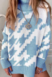 Fashion Casual Print Patchwork Turtleneck Tops