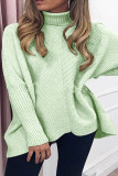 Fashion Casual Solid Split Joint Turtleneck Tops