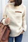 Fashion Street Solid Split Joint Turtleneck Tops