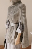Fashion Street Solid Split Joint Turtleneck Tops