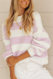 Fashion Street Striped Split Joint O Neck Tops
