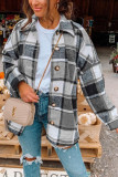 Fashion Daily Adult Plaid Split Joint Cardigan Turndown Collar Tops