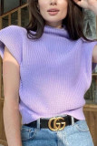 Fashion Casual Solid Split Joint Turtleneck Tops
