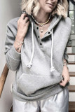 Fashion Casual Solid Split Joint Hooded Collar Tops