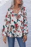 Fashion Casual Print V Neck Tops