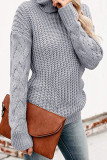 Fashion Casual Solid Split Joint Turtleneck Tops