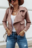 Fashion Street Solid Cardigan Turndown Collar Outerwear