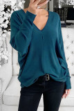 Fashion Street Solid Patchwork V Neck Tops