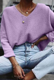 Fashion Casual Solid Pullovers V Neck Tops