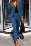 Fashion British Style Solid Split Joint Turn-back Collar Long Sleeve Two Pieces