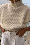 Fashion Casual Solid Split Joint Turtleneck Tops