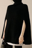 Fashion Street Solid Split Joint Turtleneck Tops