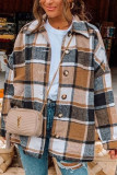 Fashion Daily Adult Plaid Split Joint Cardigan Turndown Collar Tops