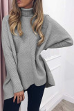 Fashion Casual Solid Split Joint Turtleneck Tops