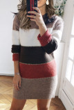 Fashion Casual Solid Split Joint O Neck A Line Dresses