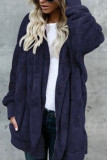 Fashion Street Solid Split Joint Hooded Collar Outerwear