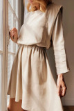 Fashion Casual Solid Split Joint O Neck A Line Dresses