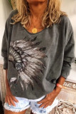 Fashion Street Print O Neck Tops
