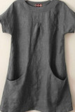 Fashion British Style Solid Split Joint O Neck Tops