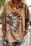 Fashion Street Print O Neck Tops