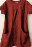 Fashion British Style Solid Split Joint O Neck Tops