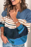 Fashion Street Striped Split Joint O Neck Tops