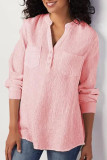 Fashion Street Solid Split Joint Mandarin Collar Tops