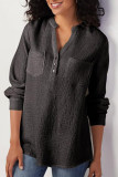 Fashion Street Solid Split Joint Mandarin Collar Tops