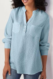 Fashion Street Solid Split Joint Mandarin Collar Tops