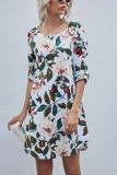 Fashion Casual Print O Neck A Line Dresses