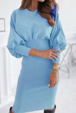 Fashion Sexy Solid Split Joint O Neck Wrapped Skirt Dresses