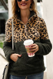 Fashion Patchwork Long Sleeve Leopard Print Top