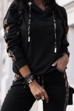 Fashion British Style Print Hooded Collar Two Pieces