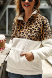 Fashion Patchwork Long Sleeve Leopard Print Top