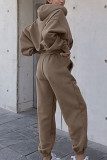 Fashion Sportswear Solid Hooded Collar Long Sleeve Two Pieces