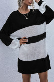 Fashion Street Striped Split Joint O Neck Tops