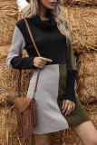 Fashion Street Solid Split Joint Turtleneck A Line Dresses