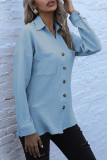 Fashion Street Solid Split Joint Turndown Collar Tops