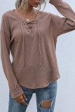 Fashion Street Solid Split Joint V Neck Tops