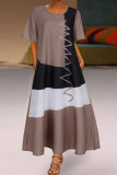 Fashion Street Solid Split Joint O Neck Short Sleeve Dresses