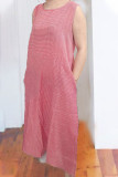 Fashion Street Striped Split Joint O Neck Sleeveless Dresses