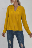 Fashion Street Solid Split Joint V Neck Tops
