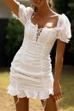 Fashion Sexy Solid Split Joint V Neck A Line Dresses