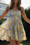 Fashion Bohemian Print Split Joint Spaghetti Strap Beach Dresses