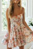 Fashion Bohemian Print Split Joint Spaghetti Strap Beach Dresses