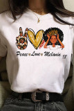 Fashion Casual Print O Neck Tops