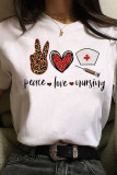 Fashion Casual Print O Neck Tops
