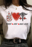Fashion Casual Print O Neck Tops